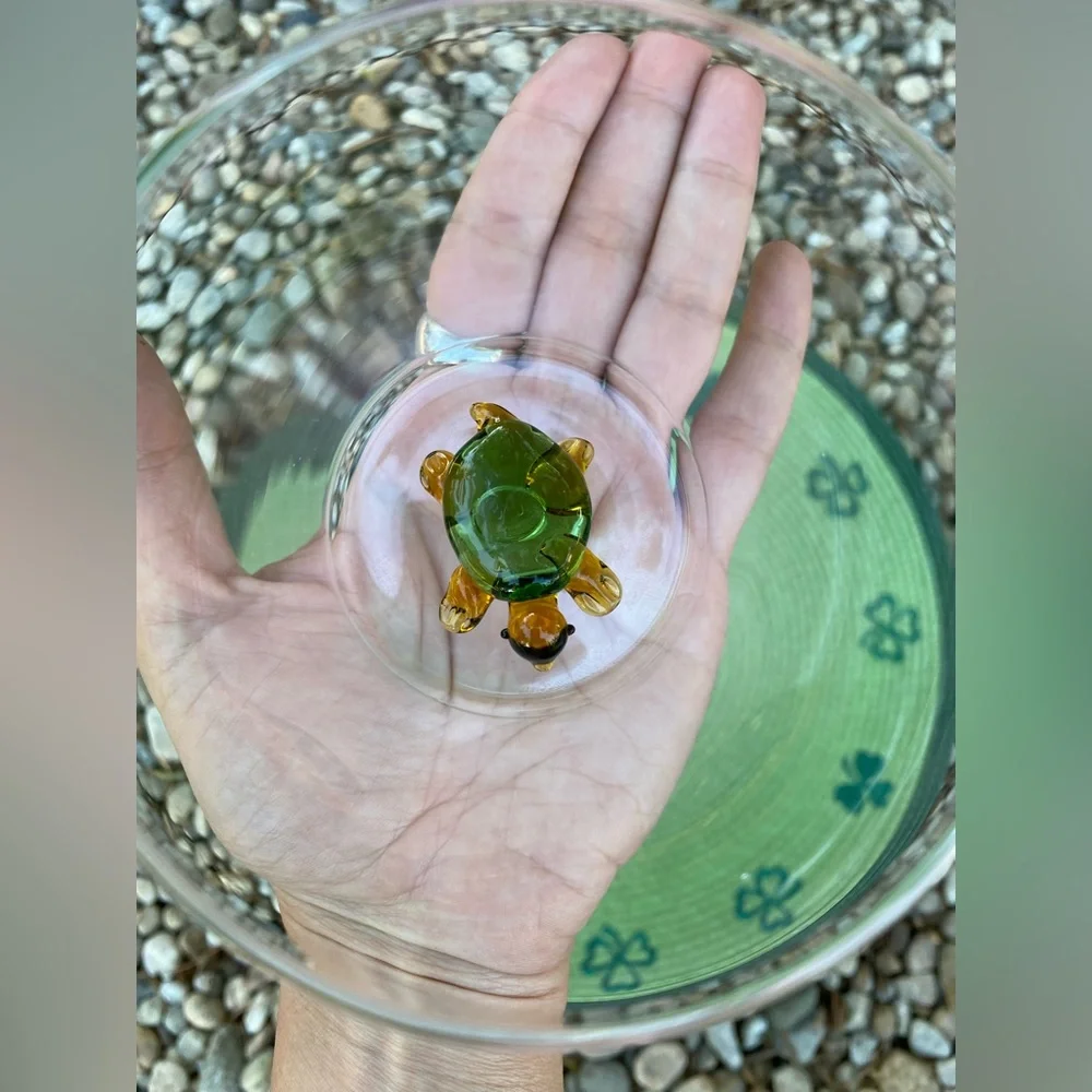 Handcrafted Glass Turtle Ornament for Reptile Habitats